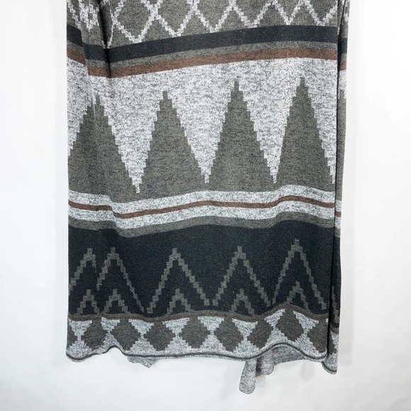 New Directions Large Shrug Sweater Gray Knit Hooded Waterfall Front Open 1383 - Picture 4 of 7